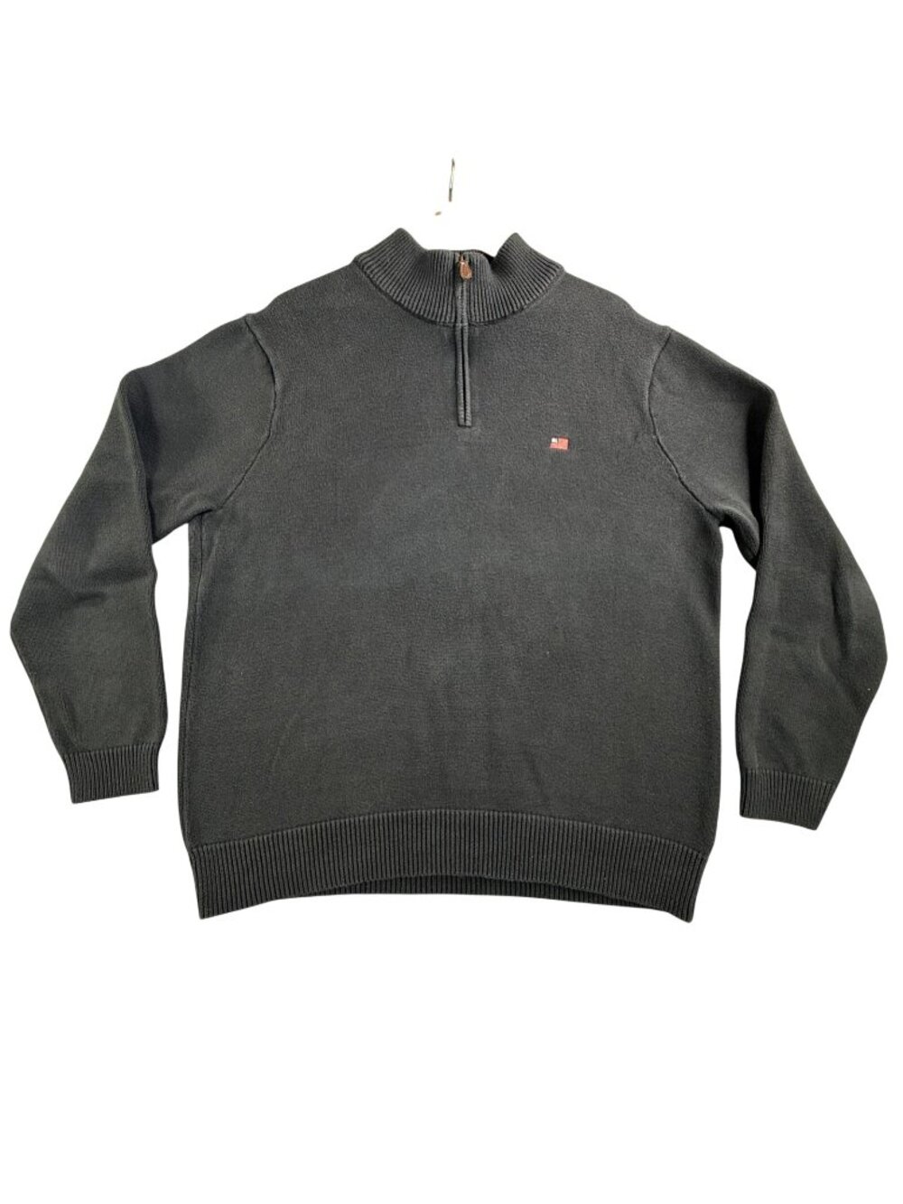 Vintage Polo Jeans Company Sweater Mens XL Black Mock Neck 1/4 Zip Cotton Knit